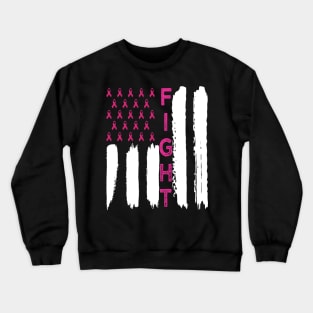 'Breast Cancer USA Flag' Cool Breast Cancer Gift Crewneck Sweatshirt